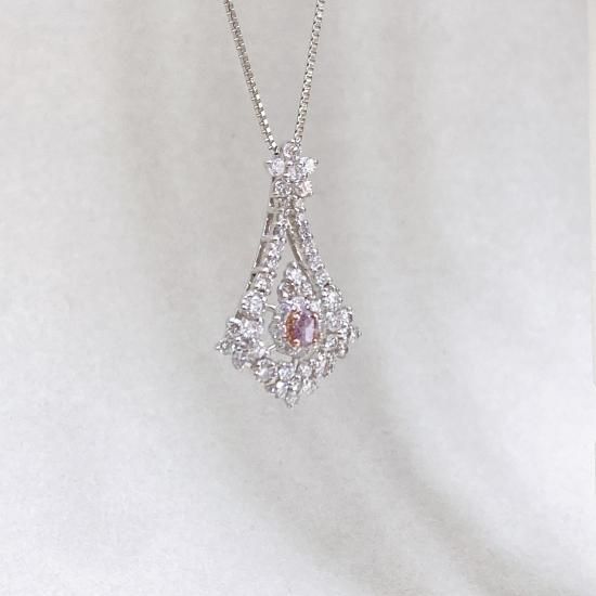 ★インテンス★ピンクダイヤモンドネックレス0.043ct　PT950/850