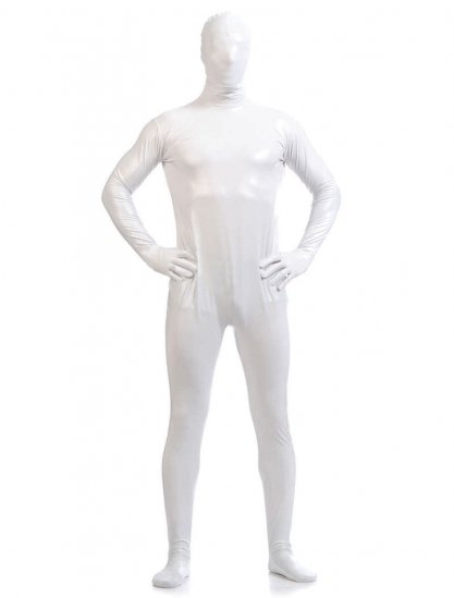 全身タイツ ホワイト 白 シャイニーメタリック ゼンタイ 男女共用 大人用 S M L XL 2XL 3XL 145cm-200cm 大きいサイズも対応