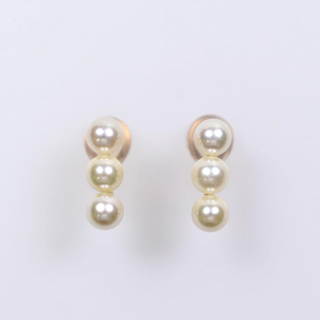 SVハロン産 無調色 アコヤ真珠ナチュラルイエローカラーイヤリング