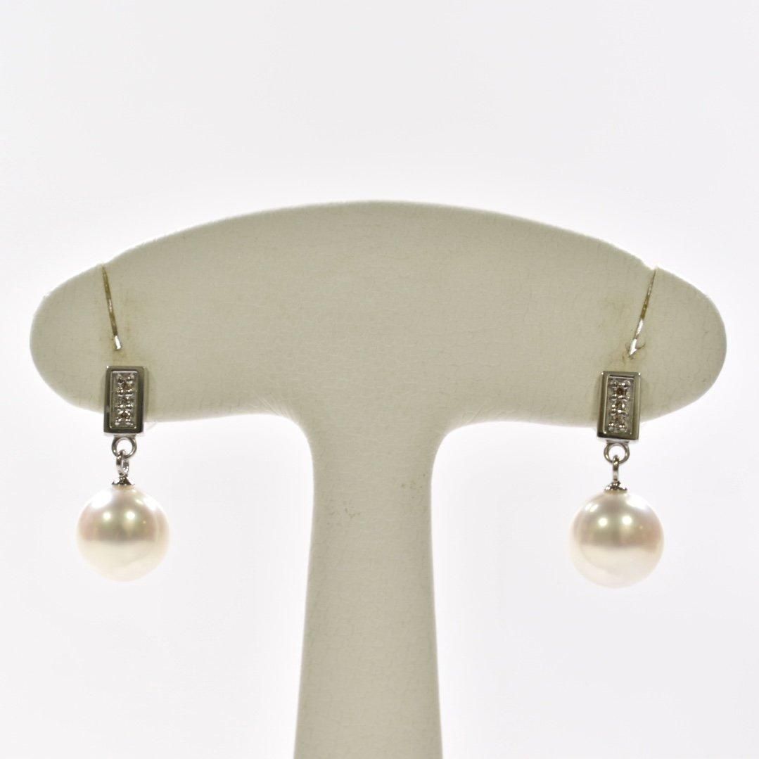 SV/K18WG アコヤ真珠 ダイヤモンド ピアス