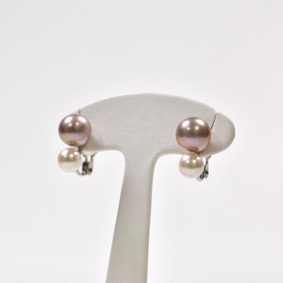 SV 有核淡水真珠 ナチュラルラベンダーカラー アコヤ真珠 グッドタッチイヤリング