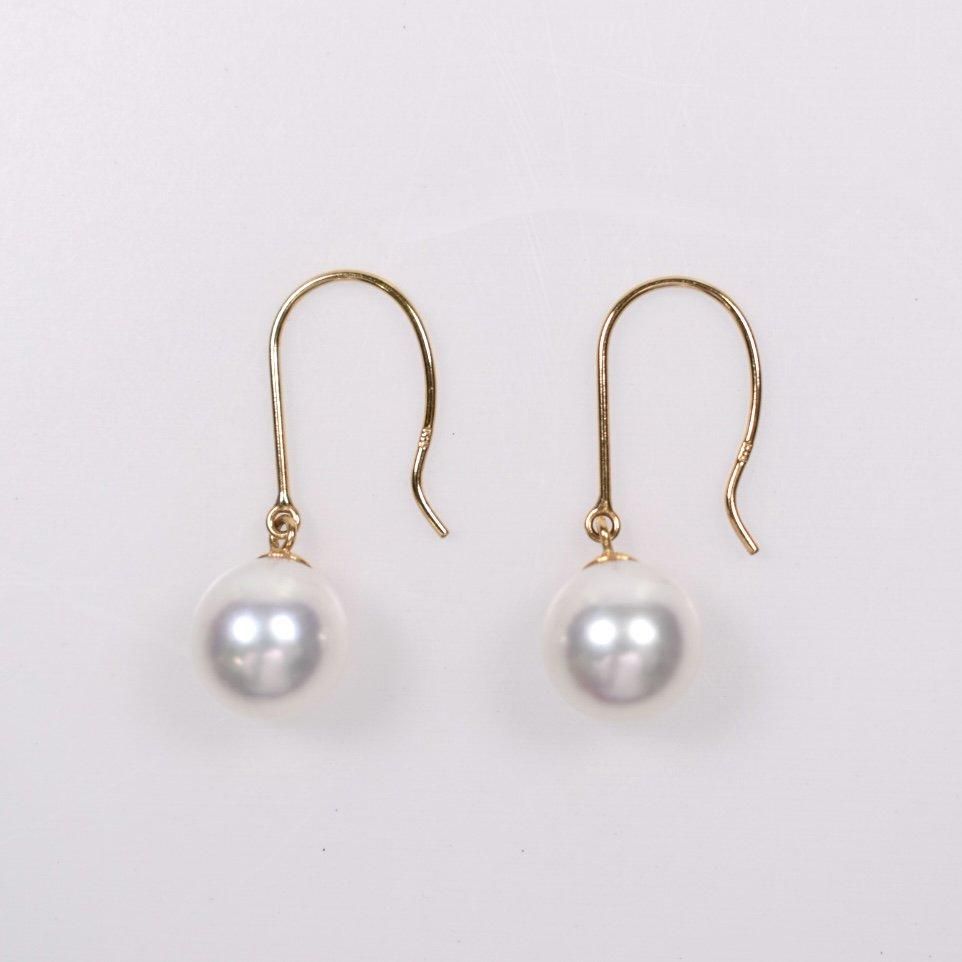 K18YG アコヤ真珠 無調色 アメリカンピアス