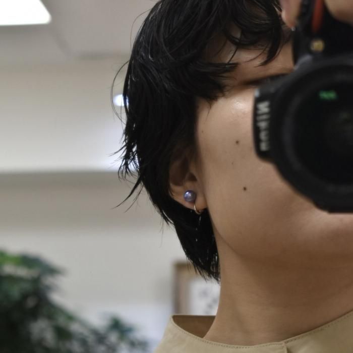 たまきち◇ラベンダーアメシスト×MOPトリプレットピアス✧あこや