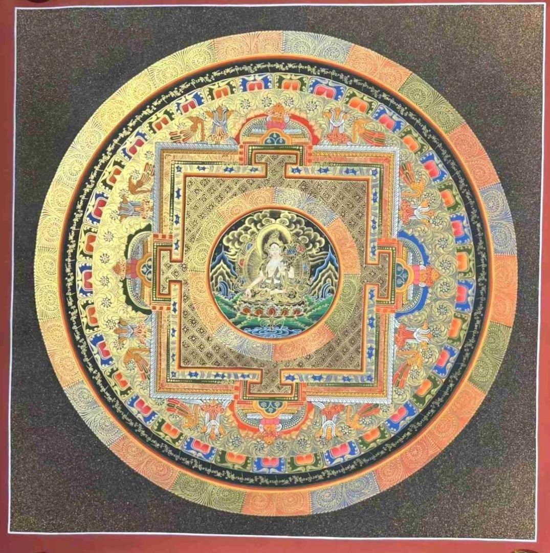 値下げ 手画き種字曼陀羅 青 チベット