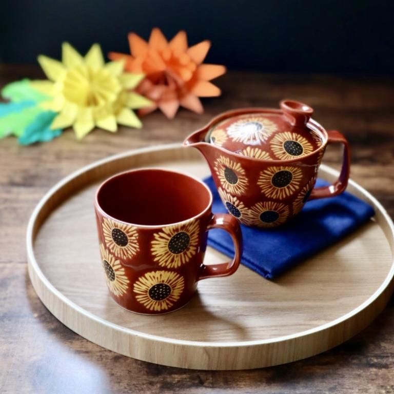 ひまわりマグカップ・赤 - 陶舗サノヤ「オンラインストア」