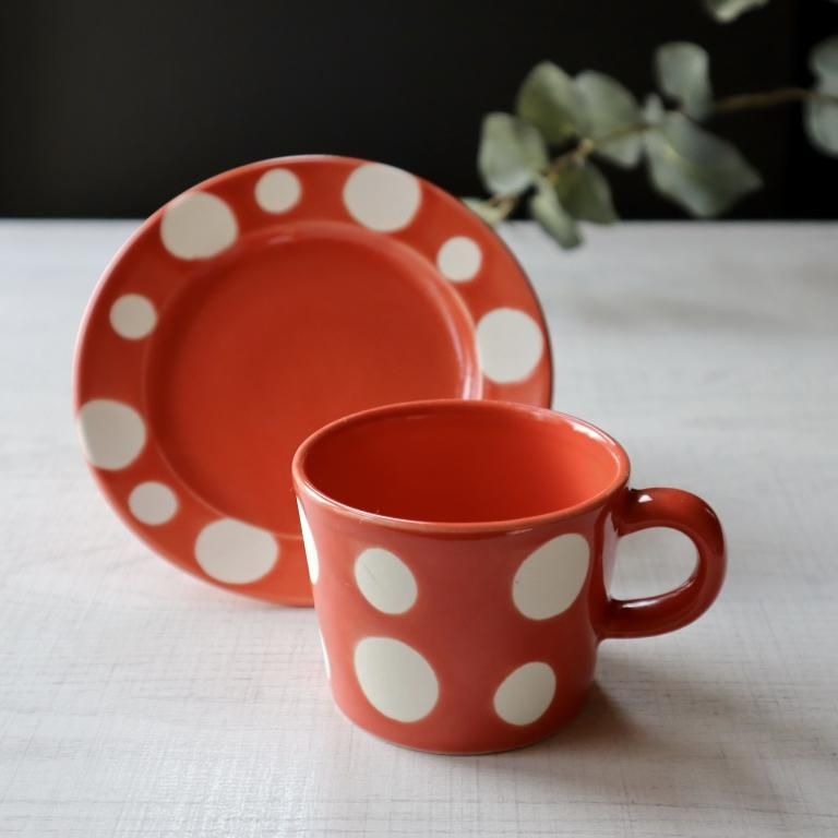 水玉カップ＆ソーサー・オレンジ - 陶舗サノヤ「オンラインストア」