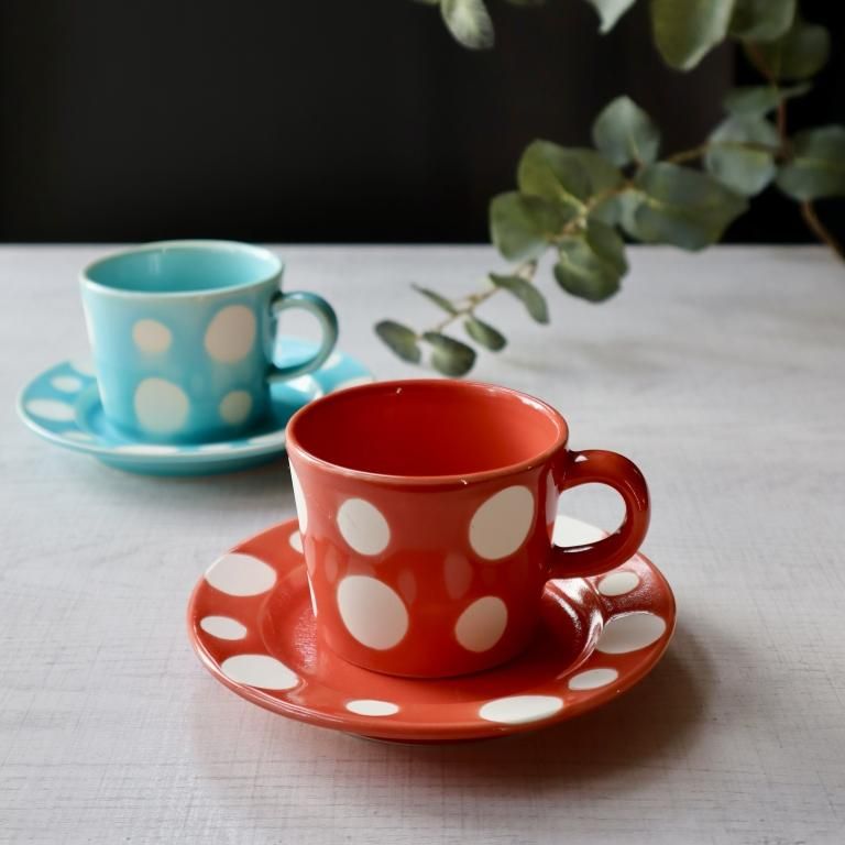 水玉カップ＆ソーサー・オレンジ - 陶舗サノヤ「オンラインストア」