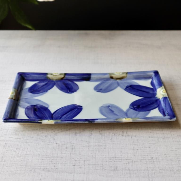 藍花長角皿・大 - 陶舗サノヤ「オンラインストア」