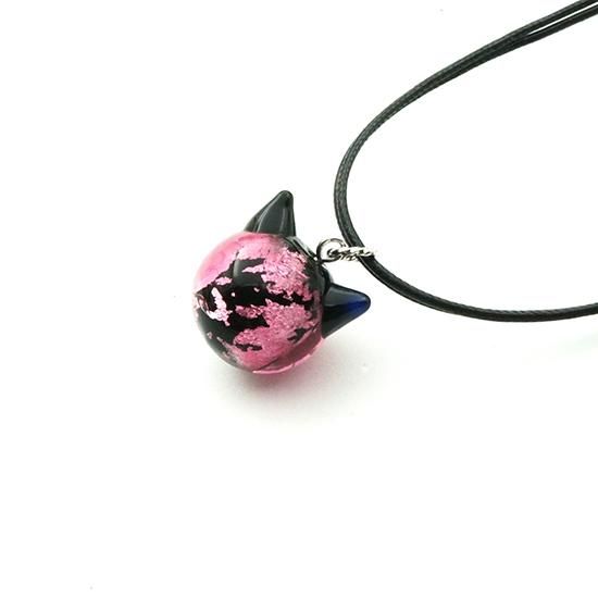 夜桜ピンク®ねこ玉ペンダント 16mm 猫玉 ネコ玉 2連紐ペンダント 夜桜ピンク®ねこ玉ペンダント 16mm 猫玉 ネコ玉 2連紐ペンダント