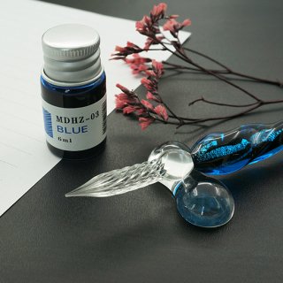 深海ブルー®ガラスペン　ツイストタイプ　インク・ペン置き付き【TSG0572SB】