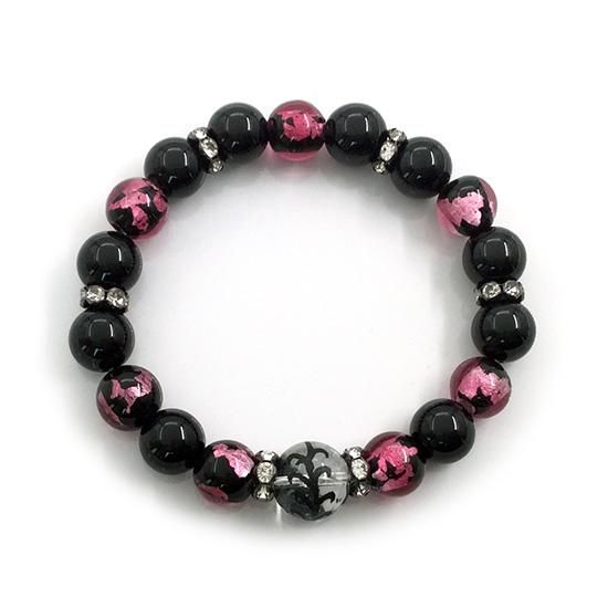 さくらんぼっち天然石ビーズブレスレット 黒 楽天市場】四神刻印入りブレスレット ブラックオニキス 約14mm 1本