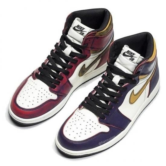 NIKE SB ナイキエスビー AIR JORDAN 1 RETRO HIGH OG DEFIANT LAKERS エアジョーダン1 ハイカットスニーカー ディフィアント レイカーズ シカゴ パープル/レッド US13 CD6578-507