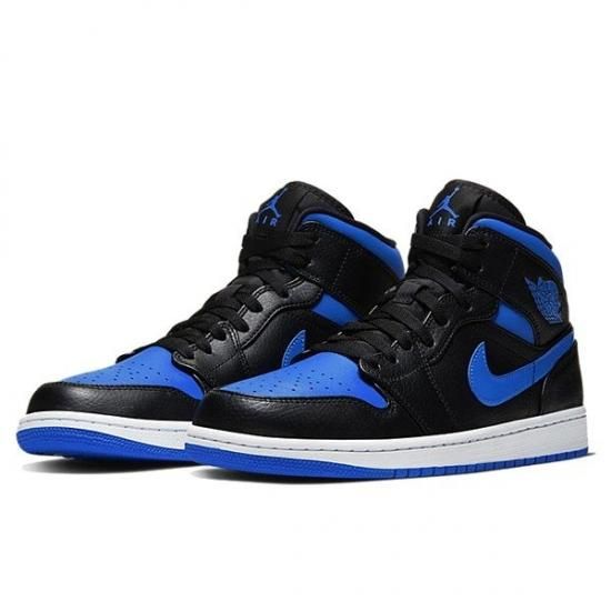 NIKE AIR JORDAN 1 MID BLACK/HYPER ROYAL-WHITE - SNEAKER SHOP LINK