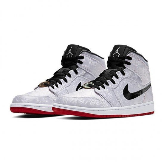 NIKE AIR JORDAN 1 MID SE FEARLESS x EDISON CHEN WHITE/BLACK