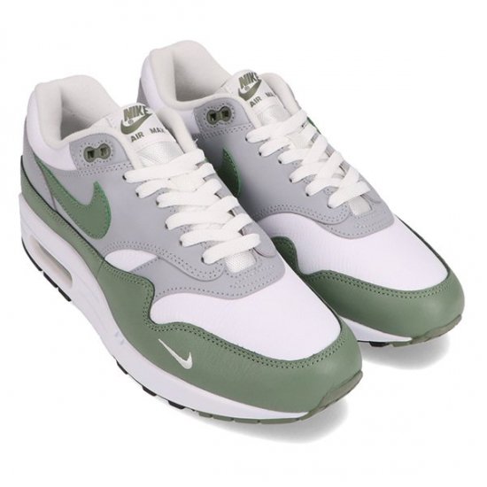 NIKE AIR MAX 1 PRM WHITE/SPIRAL SAGE-WOLF GREY-BLACK - SNEAKER SHOP LINK