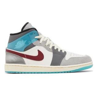 NIKE AIR JORDAN 1 MID SE EXPLORTION UNIT SAIL GREY BLUE RED FB1870-161