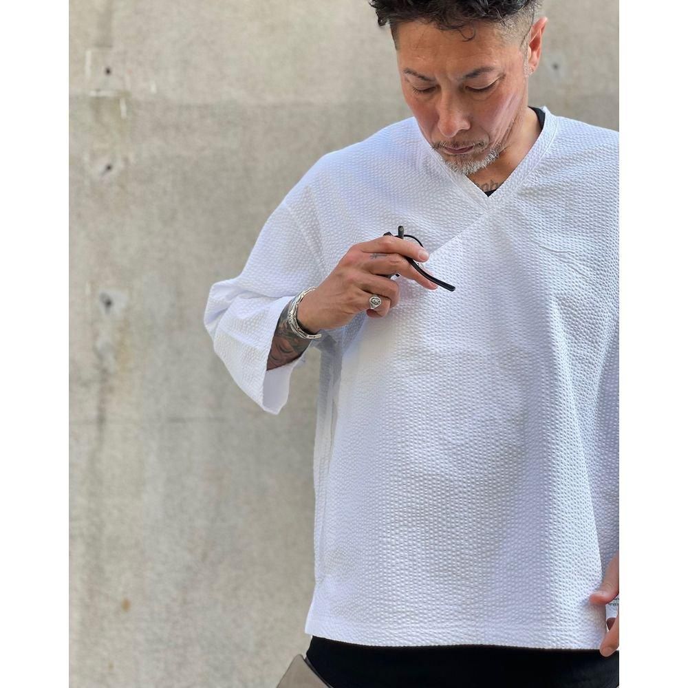 専用　CMF コムフィ アウトドアガーメント シアサッカー 作務衣 シャツ 白 CMF OUTDOOR GARMENT「SHOOTING SHIRTS - シアサッカーシャツ