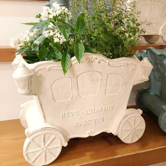 ヴォワチュールワイド ポットW グラスファイバー 植木鉢 馬車