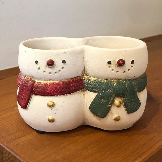 ドリームノエルスノーマンB 双子のゆきだるま 冬の植木鉢 - 鉢bee