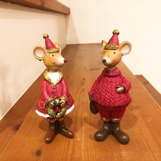 レジン製の可愛いクリスマス雑貨です。 かわいいネズミさんのカップル