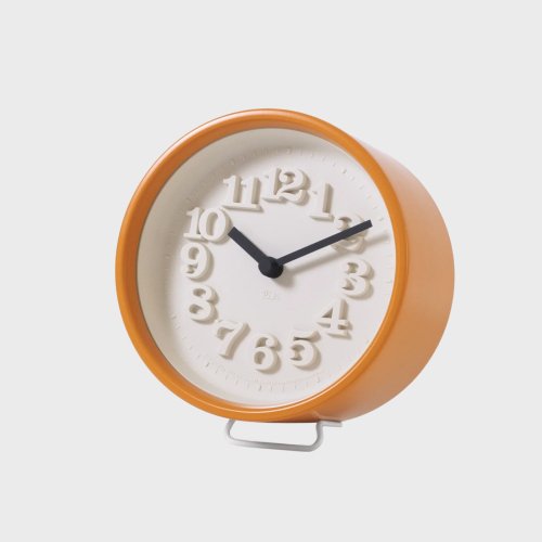  置き掛け兼用時計 小さな時計 オレンジ｜Lemnos