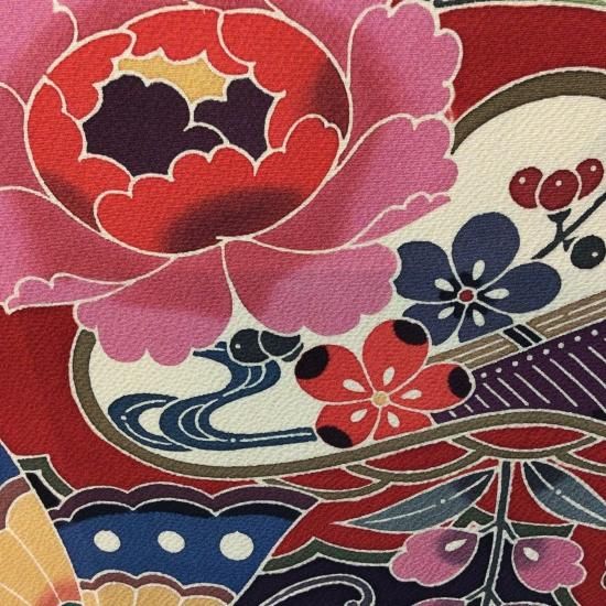 京紅型 振袖 黒 竹 宮崎良次 古典