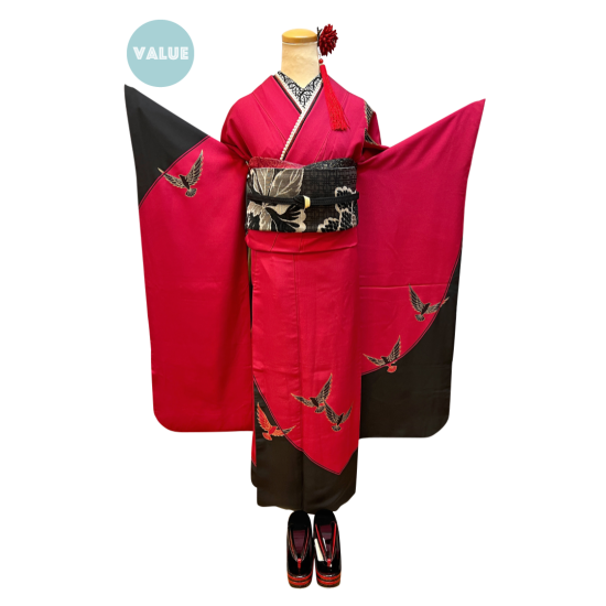 ブランド品専門の 振袖 斉藤三才 bhavansabudhabi.com 深紅 - ✖️黒