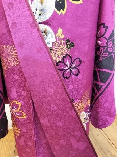 金彩友禅 振袖 紫 桜 堀省平 モダン