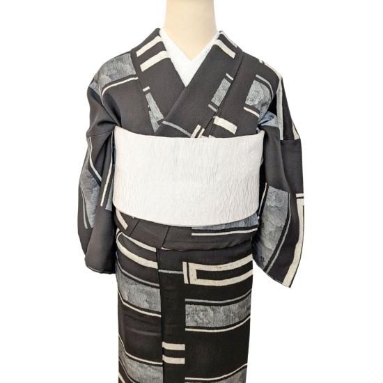 小紋 黒 横段 - 東京着物 結鶴