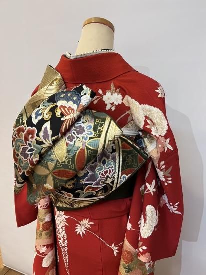 【梅乃】正絹　極上　振袖　単品　吉澤友禅　吾妻徳穂　古典正統派 平和屋着物○十日町老舗ブランド 吉澤友禅 吾妻徳穂 振袖 駒刺繍