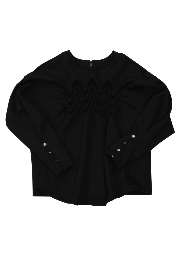 <img class='new_mark_img1' src='https://img.shop-pro.jp/img/new/icons1.gif' style='border:none;display:inline;margin:0px;padding:0px;width:auto;' />【Create Clair】Cardboard smocking short pullover(BLACK)