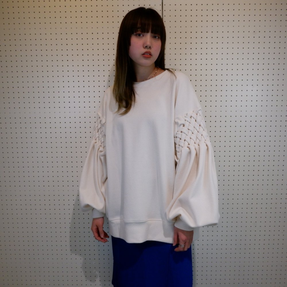 <img class='new_mark_img1' src='https://img.shop-pro.jp/img/new/icons1.gif' style='border:none;display:inline;margin:0px;padding:0px;width:auto;' />【CREATE CLAIR】SMOCKING BOUCLE SLEEVE PULLPVER M (OFFWHITE)