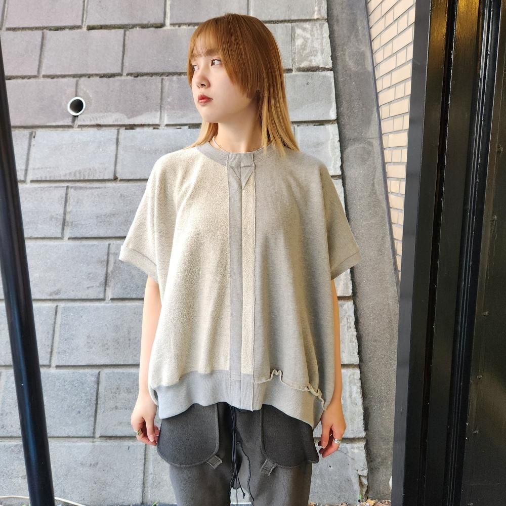 ASPARAGUS SHORT SLEEVE ASYMMETRIC SWEATGRAY