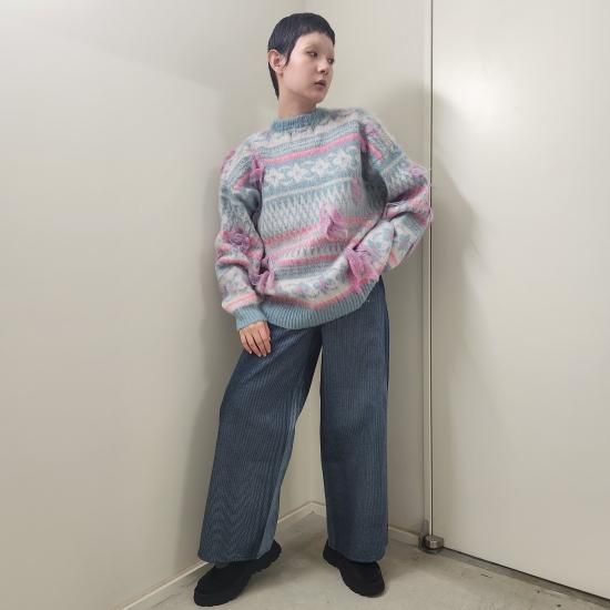 HATRA】 MIRAGE BLEACH DENIM (NAVY) HATRA】 MIRAGE BLEACH DENIM (NAVY)