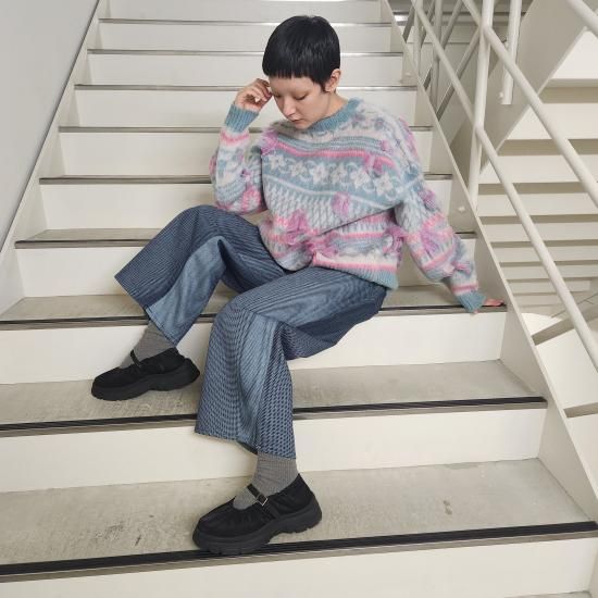 HATRA】 MIRAGE BLEACH DENIM (NAVY) HATRA】 MIRAGE BLEACH DENIM (NAVY)
