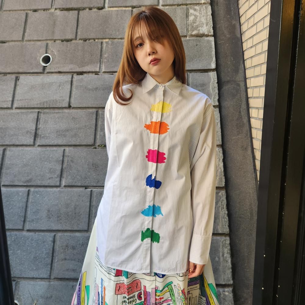 トップス mii mii】 HAND EMBROIDERED FULL SLEEVE SHIRT