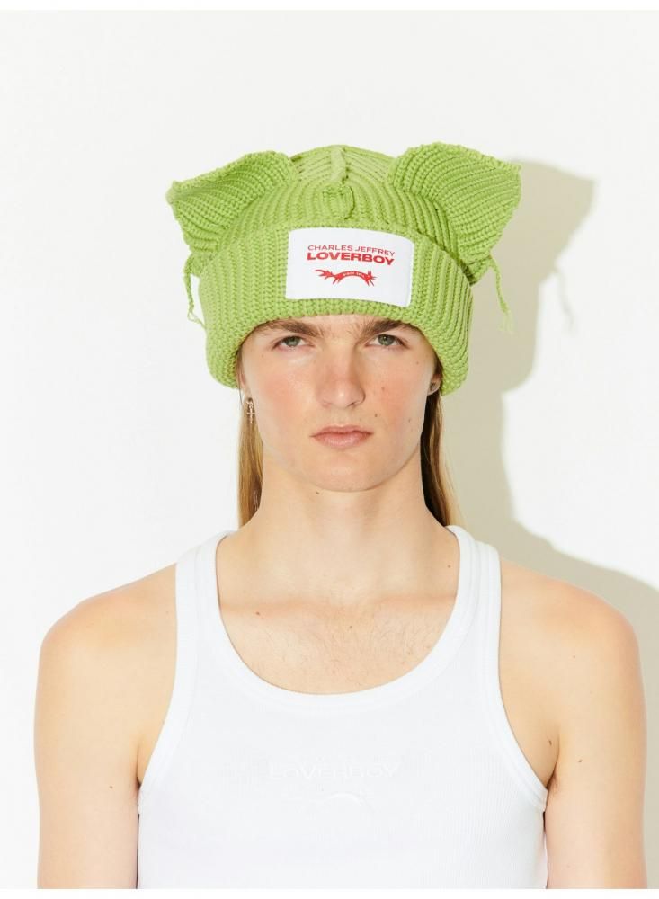 <img class='new_mark_img1' src='https://img.shop-pro.jp/img/new/icons1.gif' style='border:none;display:inline;margin:0px;padding:0px;width:auto;' />CHARLES JEFFEREY LOVERBOYCHUNKY EARS BEANIE(GREEN)