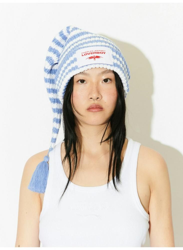 <img class='new_mark_img1' src='https://img.shop-pro.jp/img/new/icons1.gif' style='border:none;display:inline;margin:0px;padding:0px;width:auto;' />CHARLES JEFFEREY LOVERBOYSLOPPY GIUSEPPE BEANIE(BLUE+WHITE STRIPE)