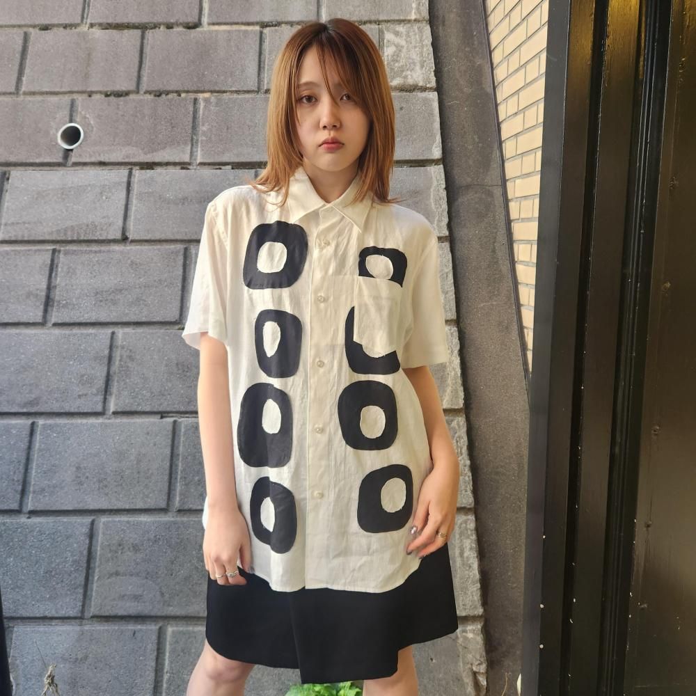 <img class='new_mark_img1' src='https://img.shop-pro.jp/img/new/icons1.gif' style='border:none;display:inline;margin:0px;padding:0px;width:auto;' />FUMITO GANRYU Pattern patchwork linen shirt (WHITExBLACK)