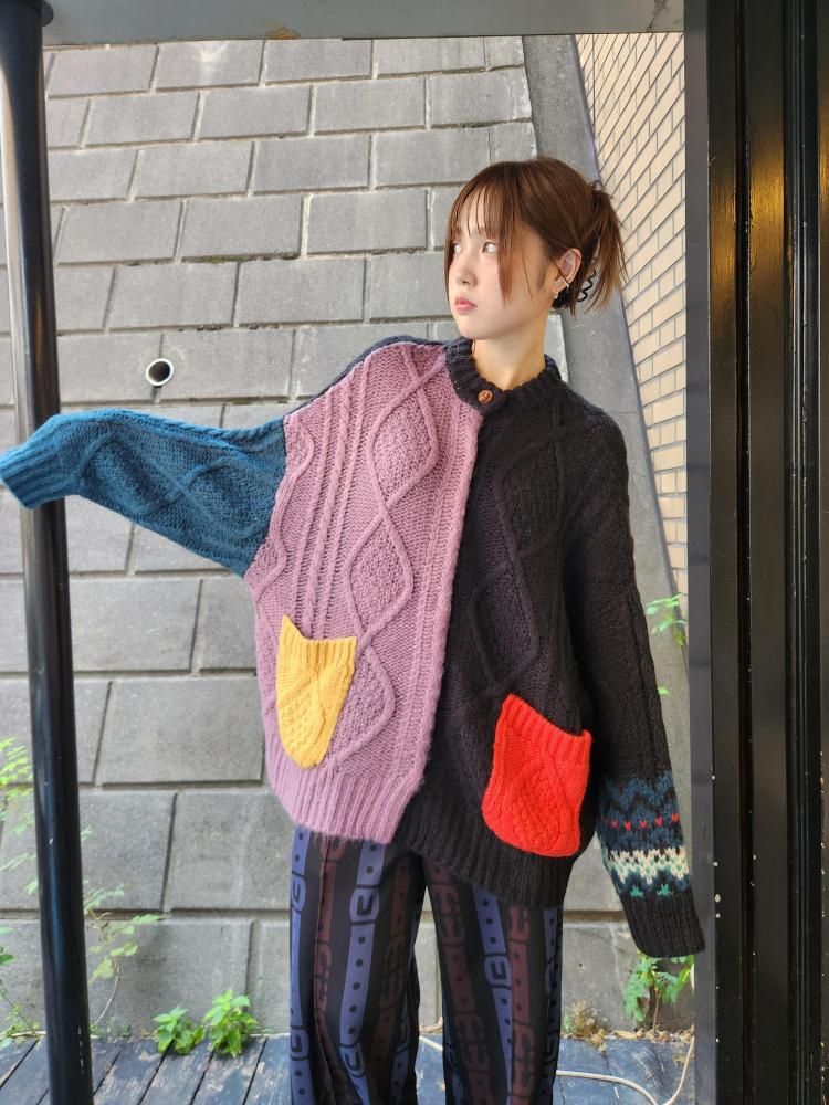 <img class='new_mark_img1' src='https://img.shop-pro.jp/img/new/icons1.gif' style='border:none;display:inline;margin:0px;padding:0px;width:auto;' />BEDSIDEDRAMAPLAY Alan Mix Knit Coat(BLACK)