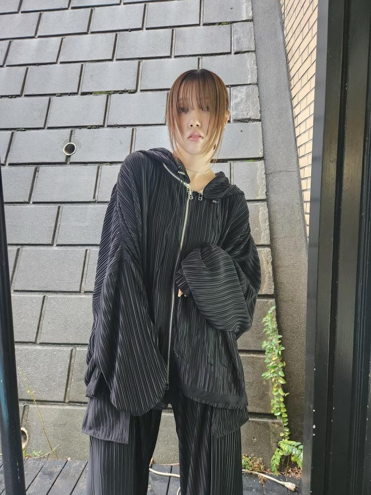 <img class='new_mark_img1' src='https://img.shop-pro.jp/img/new/icons1.gif' style='border:none;display:inline;margin:0px;padding:0px;width:auto;' />【asparagus】Pleated neck zipper hood jacket