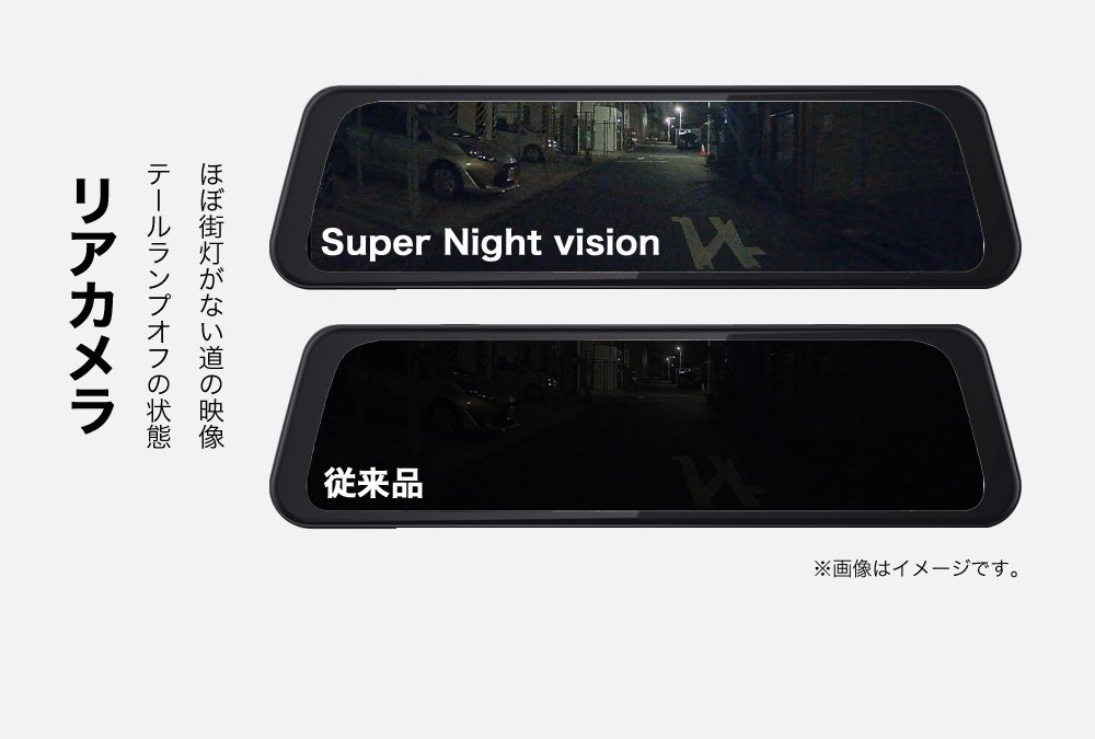 リアカメラ 夜間映像 SuperNightVision くっきり撮影