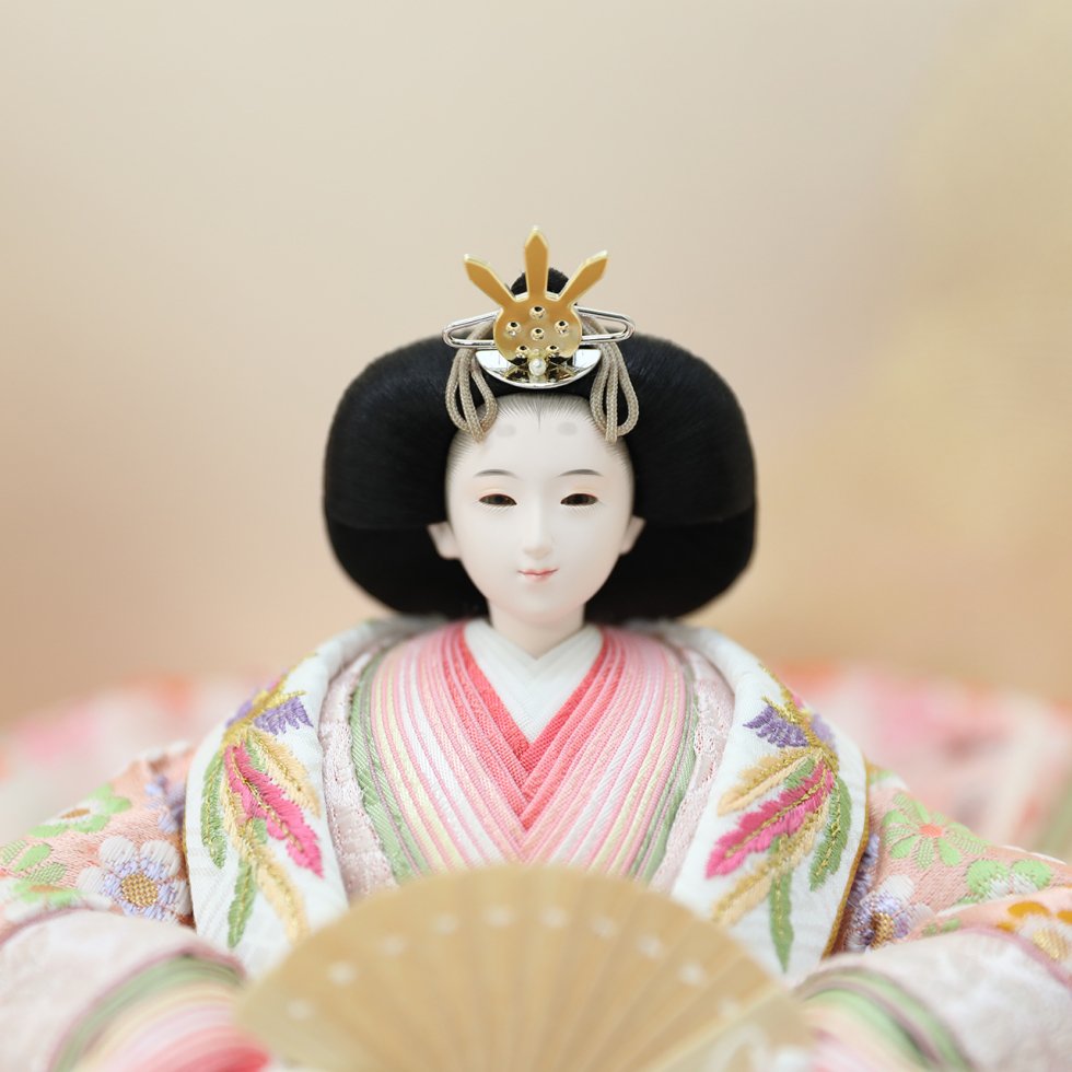 華芳作　特選雛人形 ひな人形 コンパクト収納飾り 親王飾り 鉄刀木塗　梅花刺繍日本の伝統文化