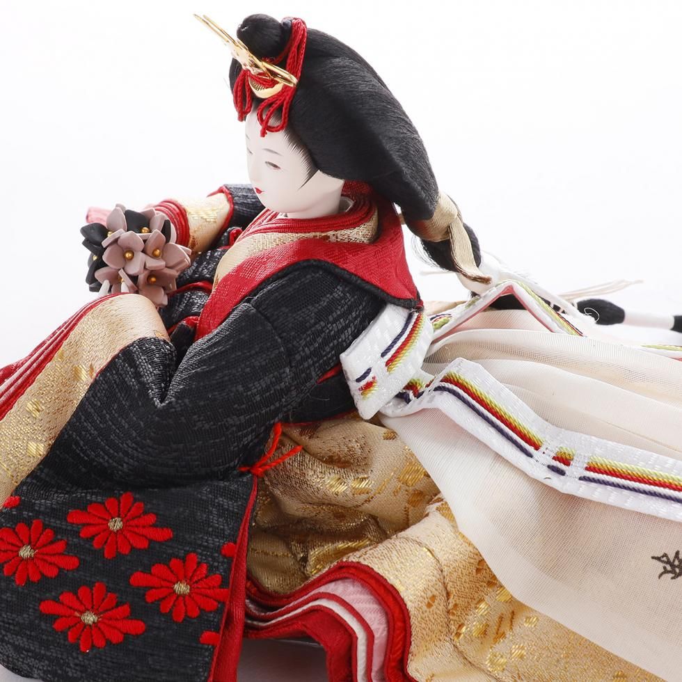 ひな人形セット 5体 赤と黒 ひな人形セット 5体 赤と黒 おひな様 木製ひな人形DXセット
