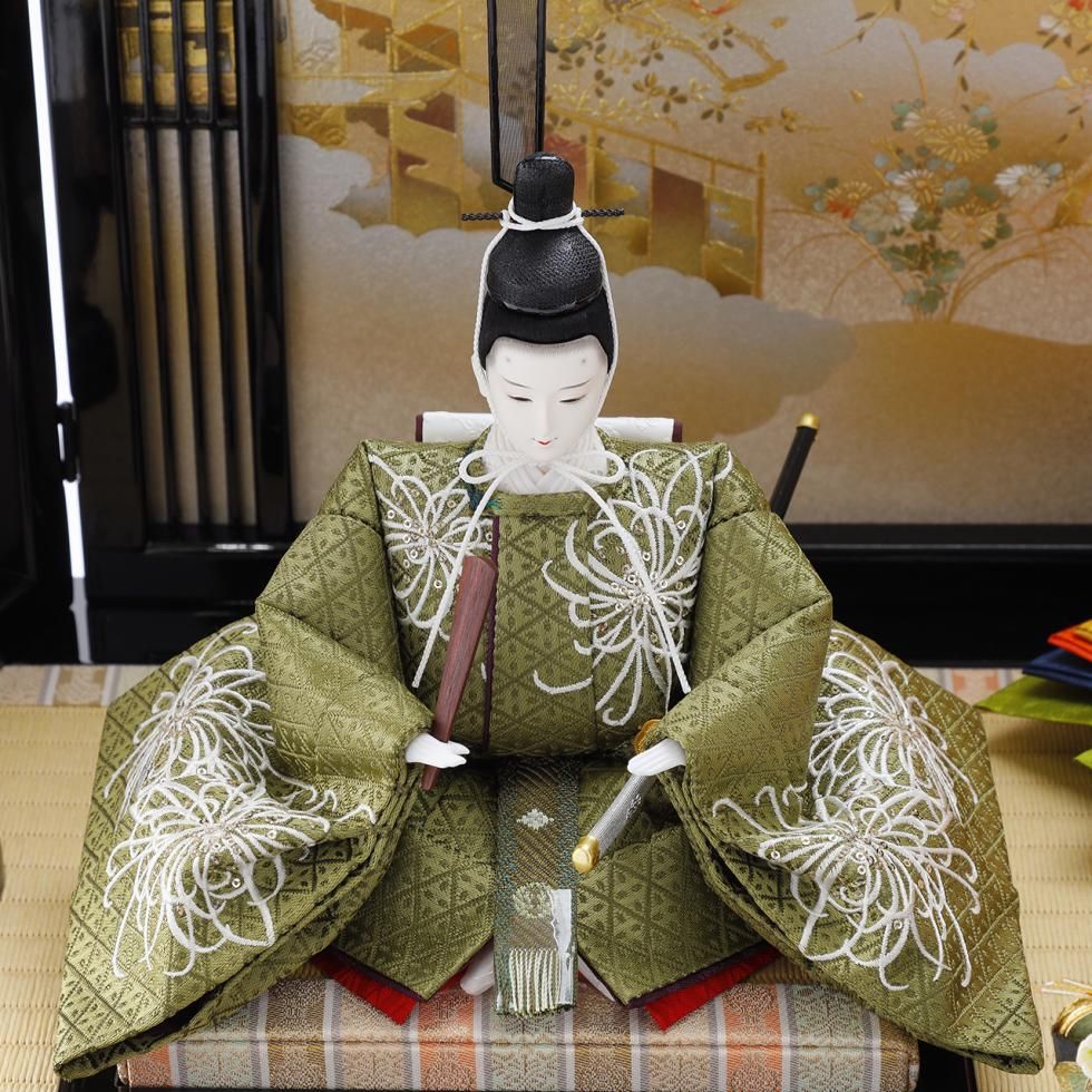 豆緑】展博多人形作家 佐藤好昭 作 作品名『清雅』 立雛 (屏風 豆緑】展博多人形作家 佐藤好昭 作 作品名『清雅』 立雛 (屏風