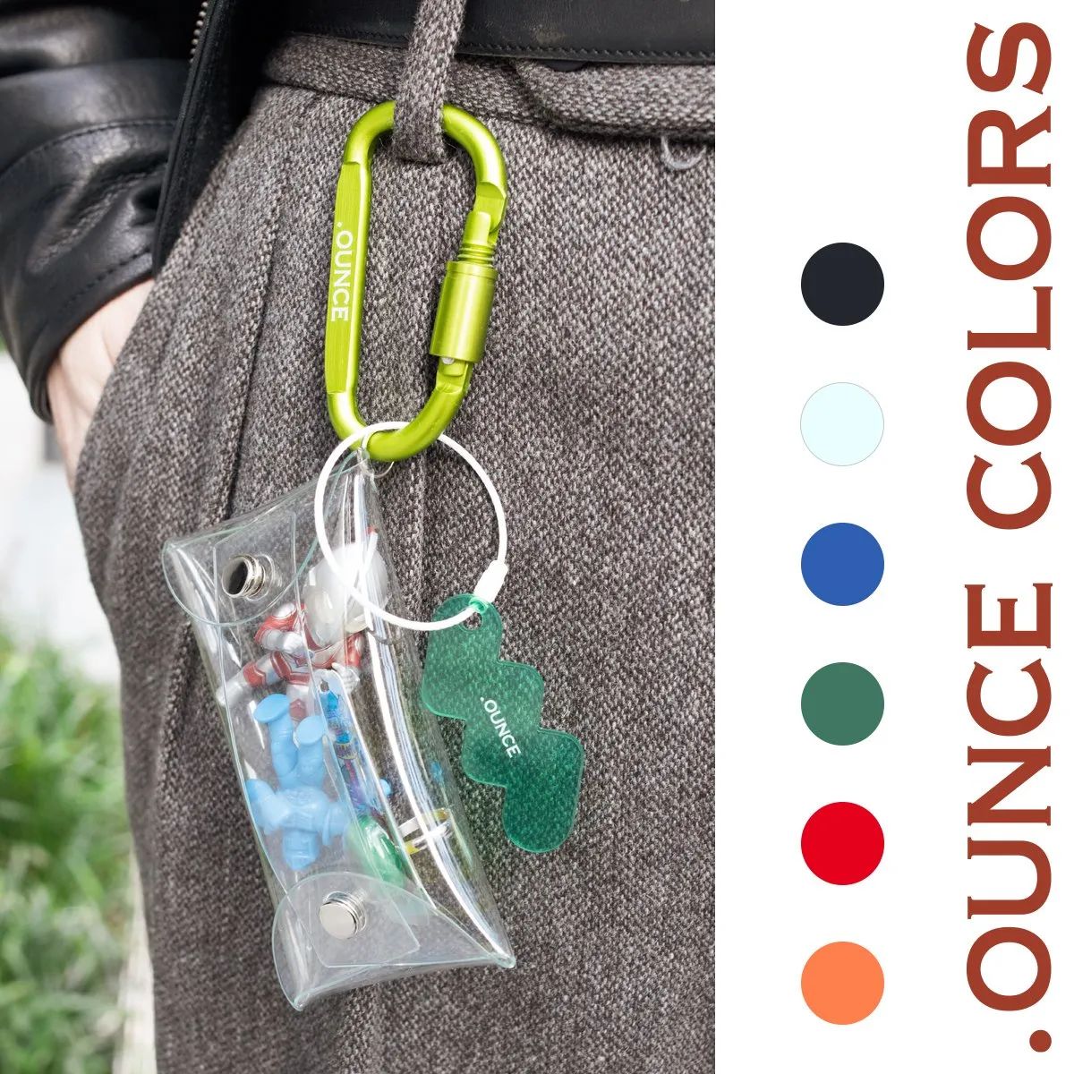 OUNCE COLORS オリジナルカラビナ・アクリルキーホルダー付きコイン