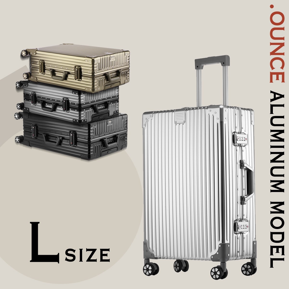 STYLISH JAPAN】アルミニウムボディ スーツケース Lサイズ absc-1800