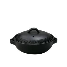 【新品未使用】伊賀焼 土鍋 黒 飛びカンナ9号 日本製 萬古焼 直火土鍋】飛びかんな 黒 9号鍋 - スズ木