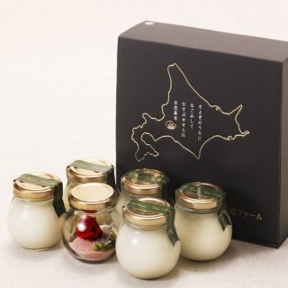 【無添加】 北の白いプリン「ノンノ」(プリン５個＆お花１個)  / 穴太商店