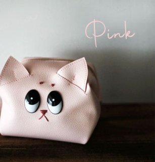 pale cat pouch（本体カラー：ピンク、ファスナー：グレー） / edri tokyo